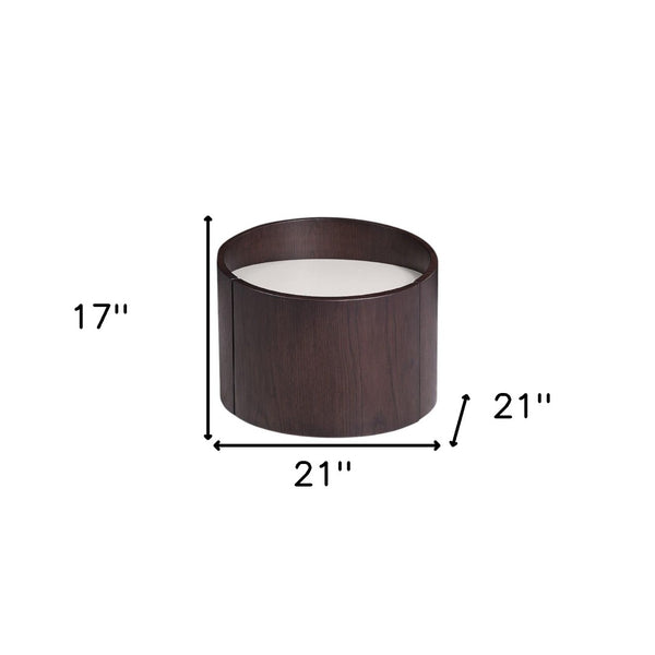 HomeRoots 17" Dark Brown Solid Wood Round End Table – Modern Accent Piece with Sleek Two-Tone Design for Any Room 284423