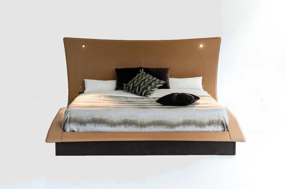 Homeroots 52" Veneer And Leatherette King Bed With Lights  Wood,Manufactured 284425