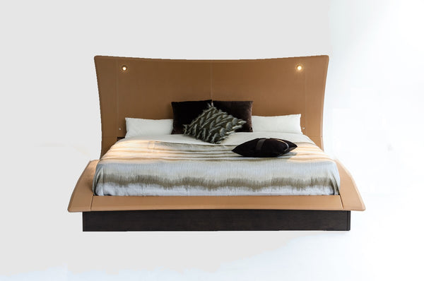 Homeroots 52" Veneer And Leatherette King Bed With Lights  Wood,Manufactured 284425