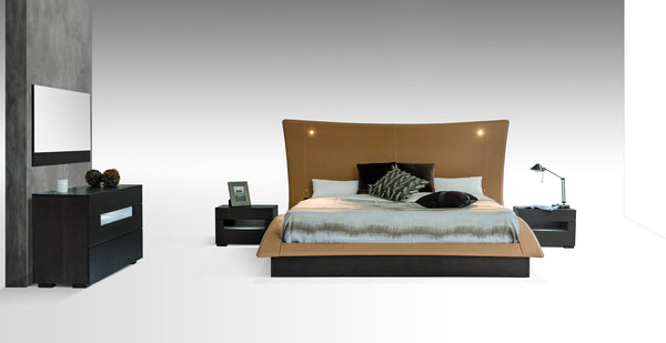 Homeroots 52" Veneer And Leatherette King Bed With Lights  Wood,Manufactured 284425