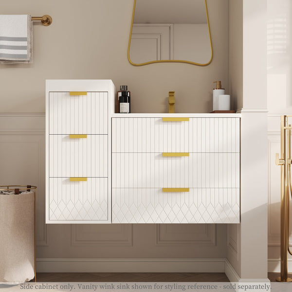 English Elm Wall Mounted Floating Cabinet with Adjustable Height and Modular Design for Custom Bathroom Storage White N710P324099K