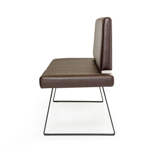 Homeroots 79" Brown And Black Upholstered Faux Leather Bench  Metal 284439