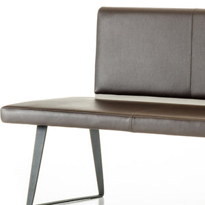 Homeroots 79" Brown And Black Upholstered Faux Leather Bench  Metal 284439