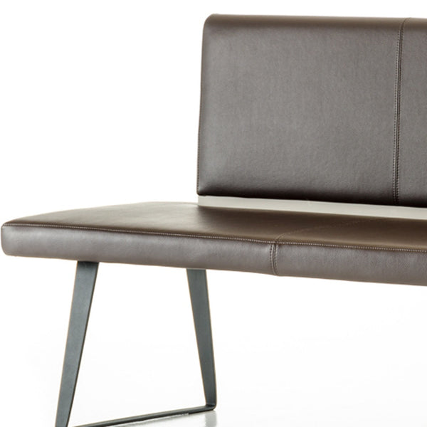 Homeroots 79" Brown And Black Upholstered Faux Leather Bench  Metal 284439