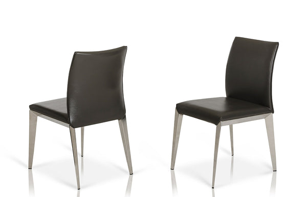 Homeroots Set Of Two Gray And Silver Upholstered Faux Leather Dining Side Chairs  Metal 284440