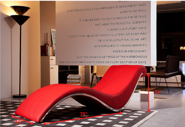 Homeroots 75" Red Faux Leather Striped Lounge Chair Red  284451