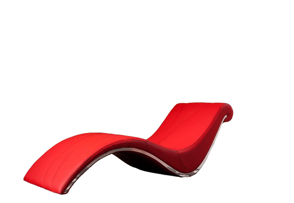 Homeroots 75" Red Faux Leather Striped Lounge Chair Red  284451