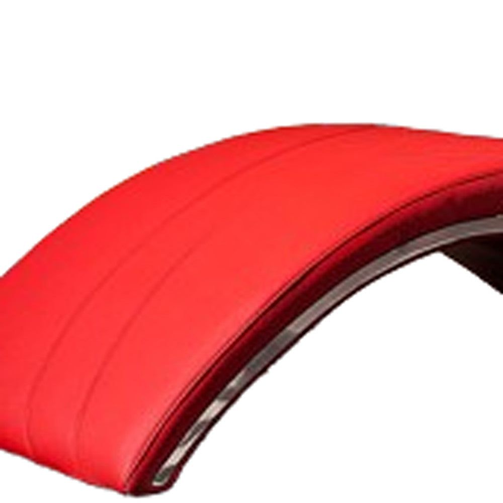 Homeroots 75" Red Faux Leather Striped Lounge Chair Red  284451