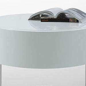 Homeroots 16" White Lacquer Stainless Steel Nightstand   284452