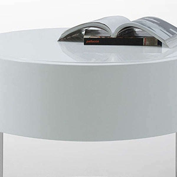 Homeroots 16" White Lacquer Stainless Steel Nightstand   284452