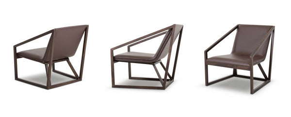 Homeroots 27" Brown Genuine Leather Lounge Chair Brown Eco  284461