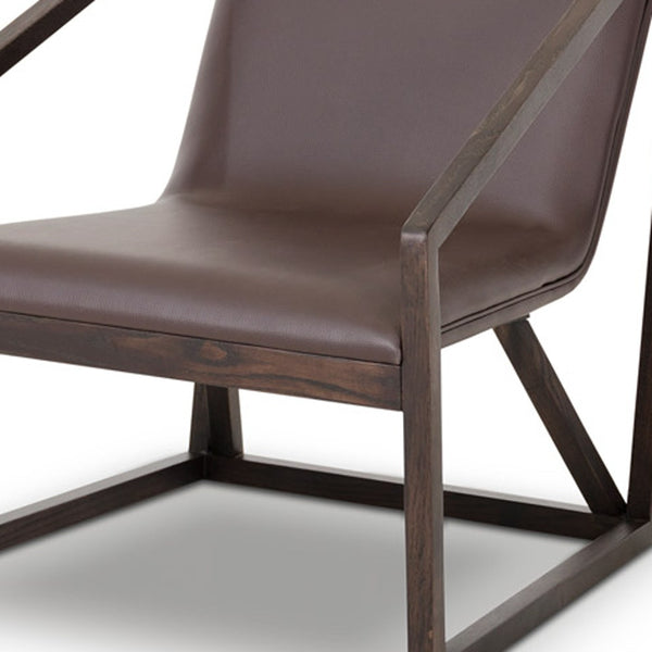 Homeroots 27" Brown Genuine Leather Lounge Chair Brown Eco  284461