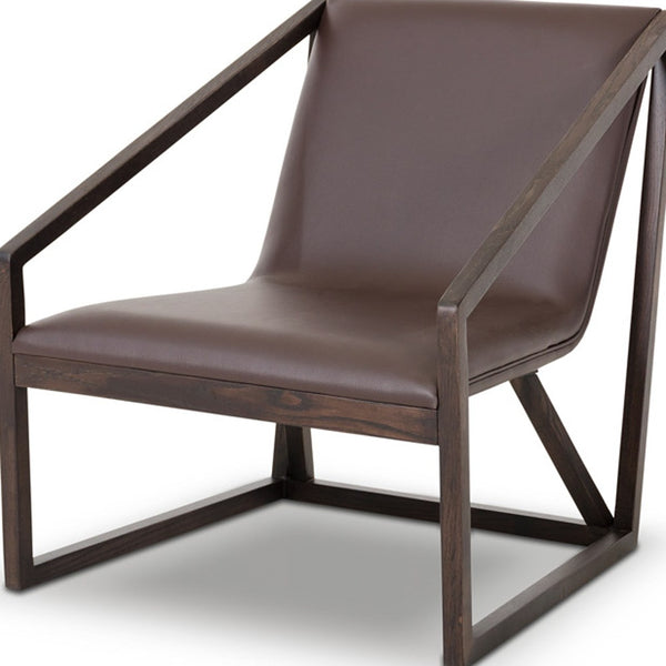 Homeroots 27" Brown Genuine Leather Lounge Chair Brown Eco  284461