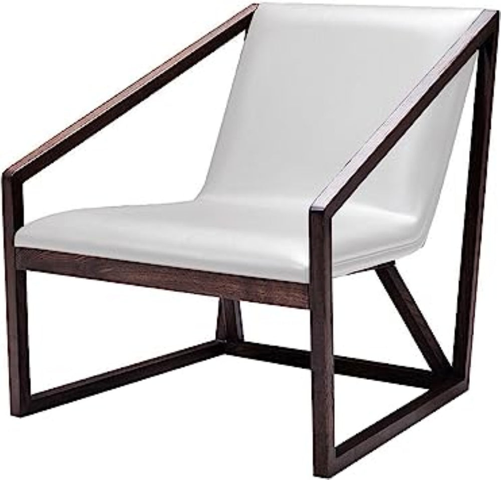 HomeRoots 27" Stylish Faux Leather Lounge Chair with Brown Legs for Contemporary Living Room or Office Use Grey 284462