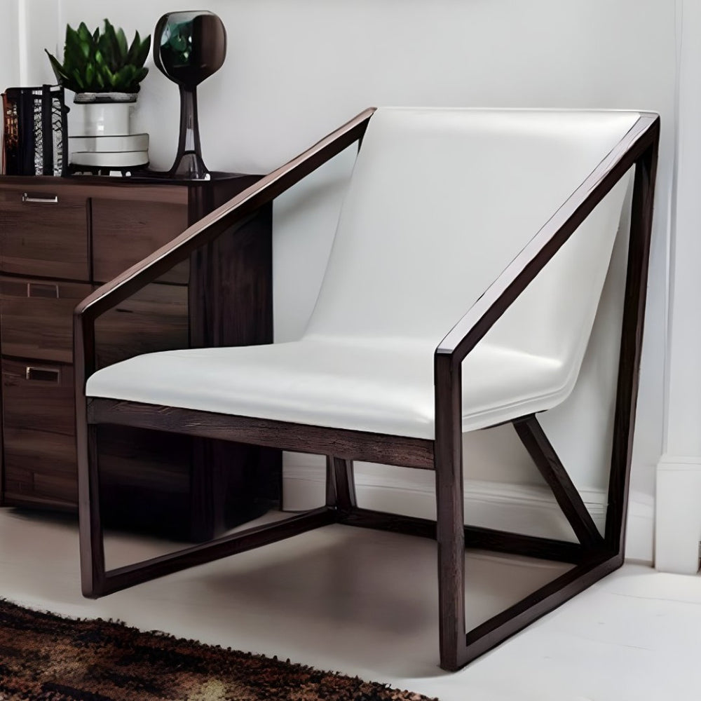 HomeRoots 27" Stylish Faux Leather Lounge Chair with Brown Legs for Contemporary Living Room or Office Use Grey 284462