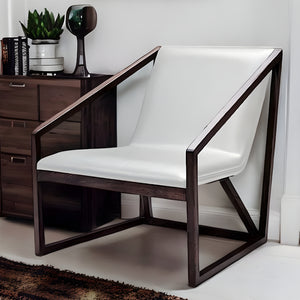 Homeroots 27" Gray And Brown Faux Leather Lounge Chair Grey  284462