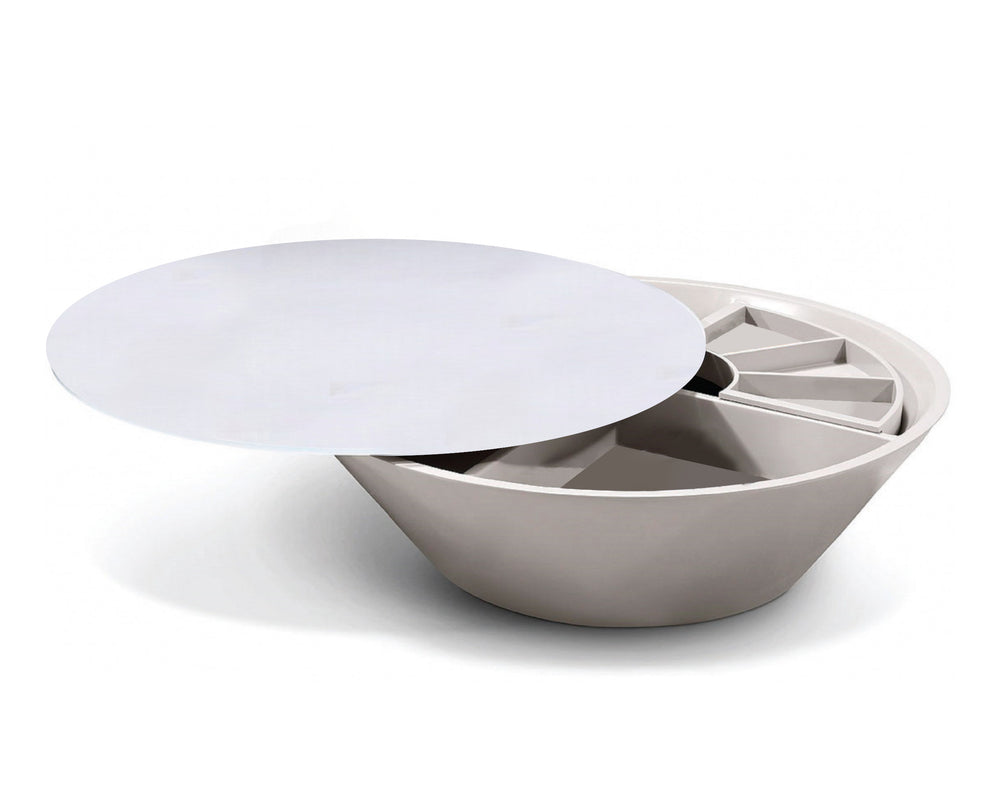 Homeroots 12" Grey Glass Coffee Table With A Swivel Compartment   284467