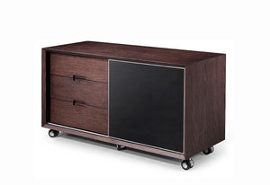 Homeroots 30" Brown Oak And Grey Veneer  Mdf  Glass  And Stainless Steel Desk   284474