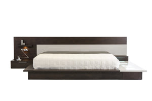 Homeroots 34" Brown Oak And Grey  Veneer Platfrom Queen Bed With Lights  Wood,Manufactured 284482