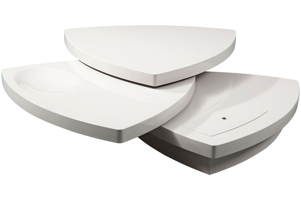 Homeroots 12" White Fiberglass Tiered Coffee Table   284494