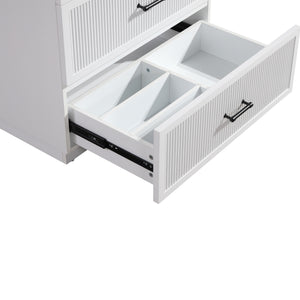 English Elm 30 Inch Bathroom Vanity With Ceramic Sink - Modern Freestanding Storage Cabinet, 2 Drawers, White Finish W1550S00045
