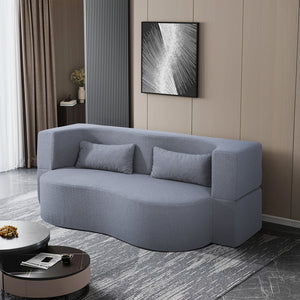 English Elm 2-in-1 Convertible Sofa Bed - Full Size Folding Loveseat with Plush Teddy Fabric, No Assembly Needed Grey W3163P322890