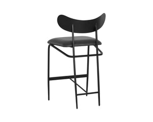 Sunpan Gibbons Mid-Century Modern Barstool - Handcrafted Leather Design with Unique Artisan Charm Black / Bravo Portabella