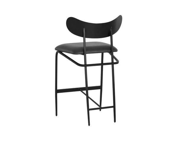 Sunpan Gibbons Mid-Century Modern Barstool - Handcrafted Leather Design with Unique Artisan Charm Black / Bravo Portabella