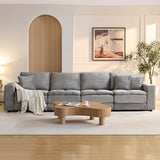 Oversized L-Shaped Sectional Sofa with 4 Seats, 2 Pillows, Corduroy Upholstery, Convertible Sleeper Couch