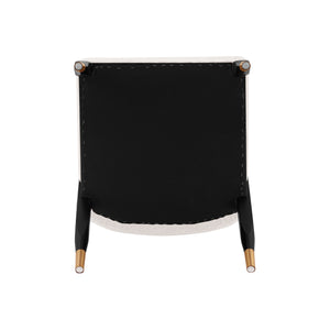 English Elm Ola Wood Chenille Dining Chair with Elm Frame and Brushed Gold Tips, Luxurious Foam Seat, 330lb Capacity Cream B365P397699