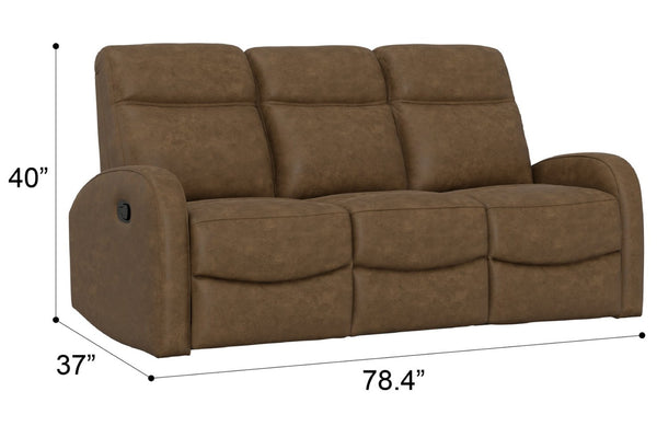 English Elm Brown Dual Reclining Sofa with Pillow Back Cushions and Pull Tab Seats for Living Rooms Brown B361P483239