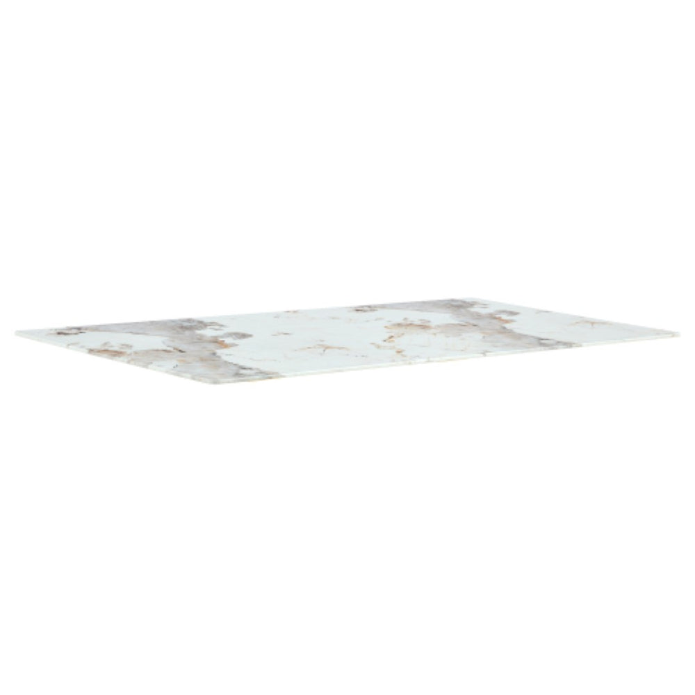 English Elm Modern Glass Dining Table with Gold V-shaped Steel Base Seats Six for Elegant Spaces W2827S00026