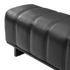 English Elm Indoor Channel Tufted Chenille Upholstered Bench Rubberwood Legs Entryway Dining Black N779P367309H