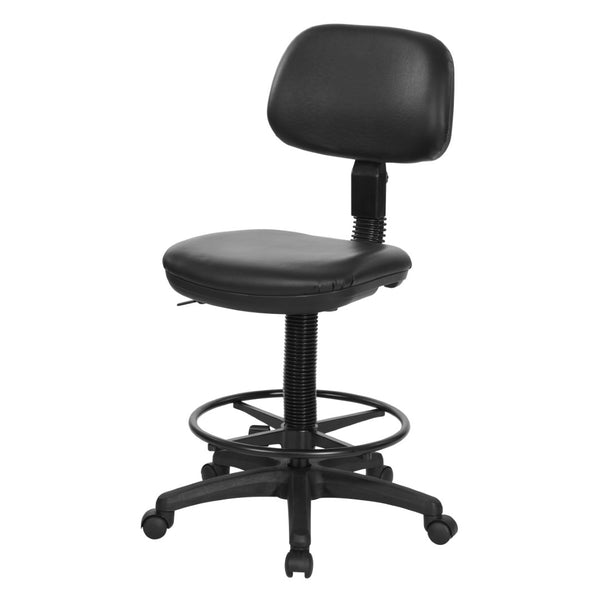 OSP Home Furnishings Sculptured Vinyl Drafting Chair Ergonomic Adjustable Seat for Lab or Tall Workstation Use DC517V