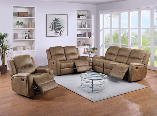 English Elm Manual Reclining Loveseat Faux Leather Tufted Two Seat Living Room Sofa Square Arm Chestnut B011P468573
