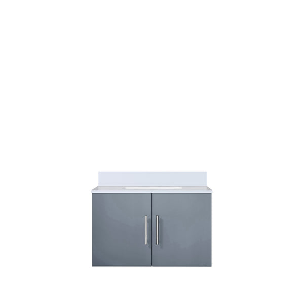 English Elm Dark Grey 30in Bathroom Vanity with White Quartz Top, Soft-Close Drawer, Solid Wood, Scratch-Resistant Surface B2731P258573