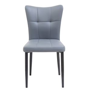 English Elm Set of 2 Dining Chairs with Thick Cushions and PU Leather Upholstery — Modern Sturdy Iron Frames for Home & Restaurant Seating Black,Light Gray N842P300566E