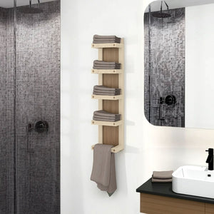 English Elm Chidester Five Shelf Towel Tower Natural Oak Finish Freestanding Bathroom Organizer B097P407601