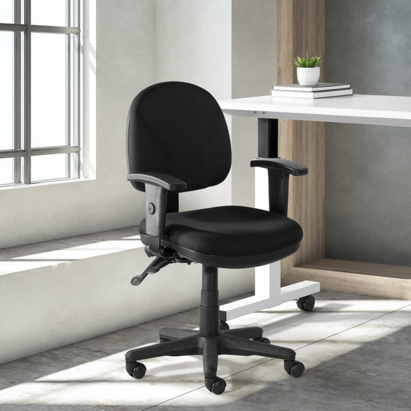 OSP Home Furnishings Sculptured Ergonomic Office Chair with Lumbar Support and Adjustable Arms for Long Days Black 8180-231