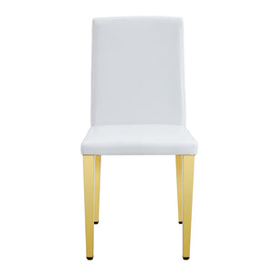 English Elm Set Of 4 Elegant White Pu Leather Chairs With Gold Legs – Chic, Durable, And Perfect For Modern Spaces! W3226P279073-GIGA