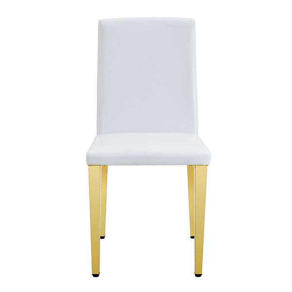 English Elm Set Of 4 Elegant White Pu Leather Chairs With Gold Legs – Chic, Durable, And Perfect For Modern Spaces! W3226P279073-GIGA