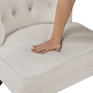 English Elm 1pc Modern Upholstery Button Tufted Accent Chair with Solid Wood Legs, Plush Cushioning for Living Rooms Beige 26.5 L x 28.5 W x 22.5 H B011P305014