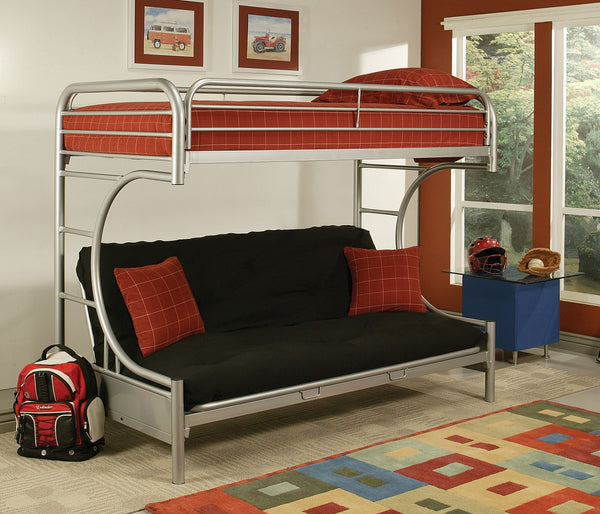 Homeroots 78" X 41" X 65" Twin Over Full Silver Metal Tube Bunk Bed Silver Metal 285191