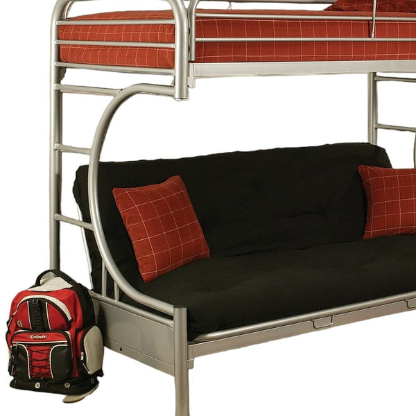 Homeroots 78" X 41" X 65" Twin Over Full Silver Metal Tube Bunk Bed Silver Metal 285191