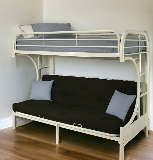 Homeroots White Twin Contemporary Metal Bunk Bed White Metal 285192