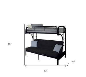 Homeroots 84" Twin Xl Over Queen Black Metal Tube Bunk Bed - Stylish, Sturdy Design With Safety Features! Black Metal 285194