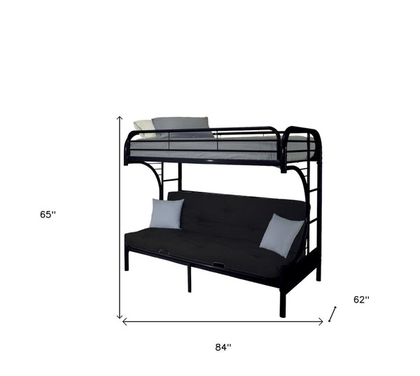 Homeroots 84" Twin Xl Over Queen Black Metal Tube Bunk Bed - Stylish, Sturdy Design With Safety Features! Black Metal 285194