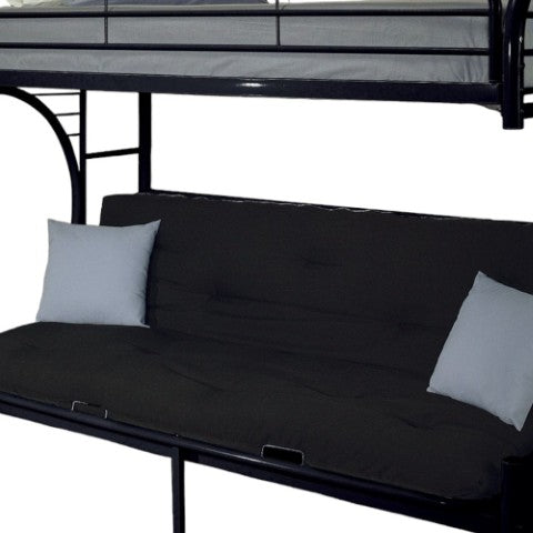 Homeroots 84" Twin Xl Over Queen Black Metal Tube Bunk Bed - Stylish, Sturdy Design With Safety Features! Black Metal 285194