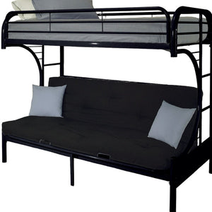 Homeroots 84" Twin Xl Over Queen Black Metal Tube Bunk Bed - Stylish, Sturdy Design With Safety Features! Black Metal 285194