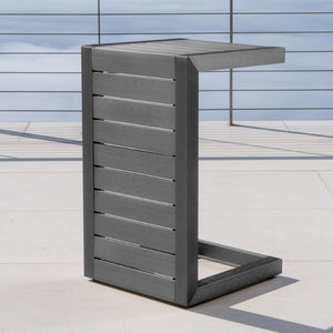 Christopher Knight Home® - Noble House - Cape Coral Outdoor Grey Aluminum C-Shaped Side Table